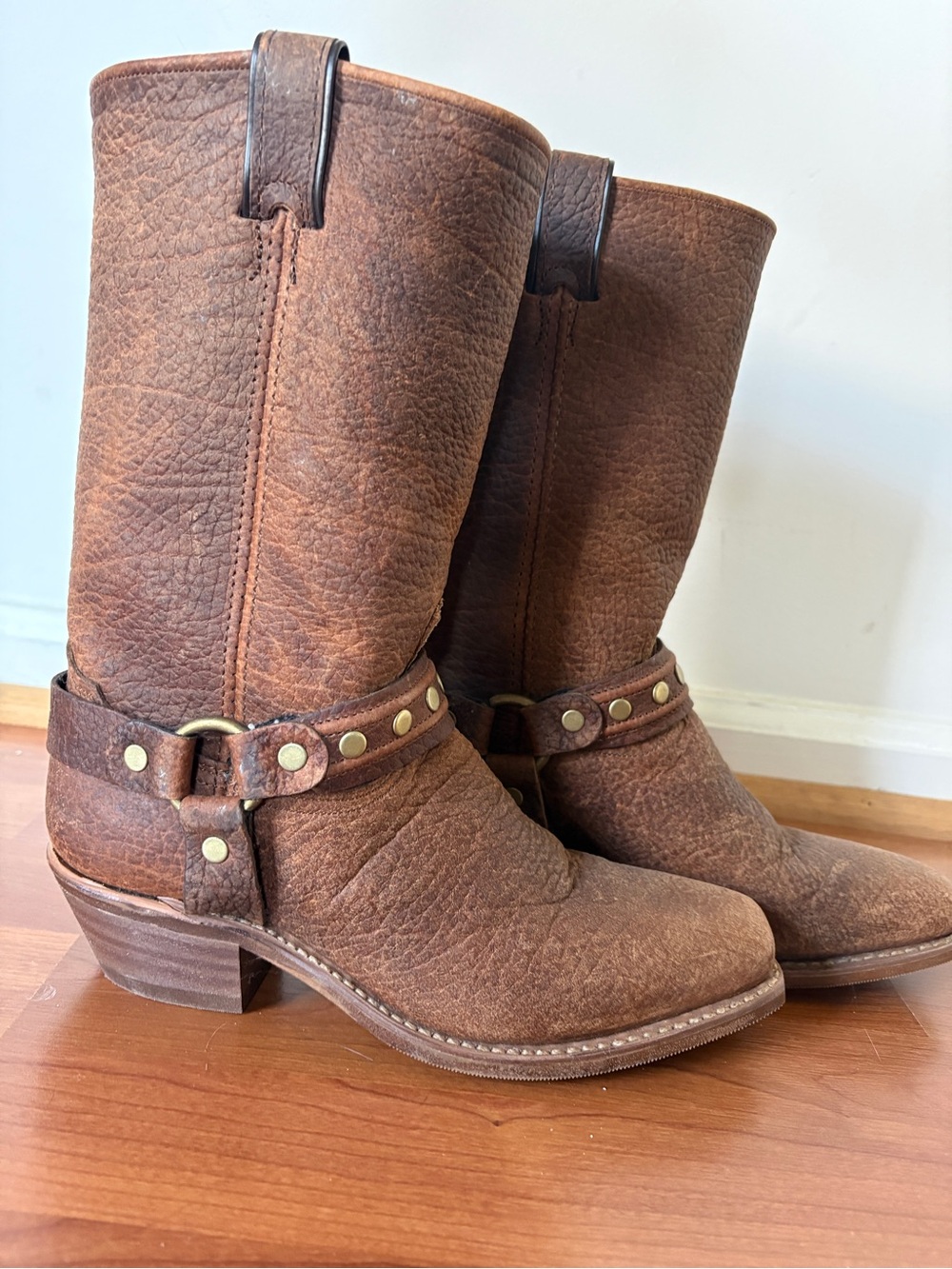 Abilene Boot Co. Rustic Brown Harness Heeled Boots